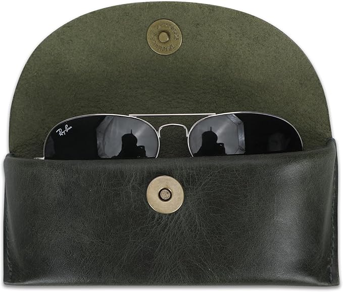Leather Sunglasses Case Genuine Leather Eyeglass Case Soft Glasses Pouch Reading Glasses Case for Men & Women