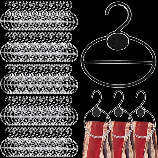 Scarf Hanger Plastic Holder Organizer Space Saving Scarf Organizer Clothes Hanger for Scarves Headscarves Clothing Sorting Storing(Clear,100 Pcs)