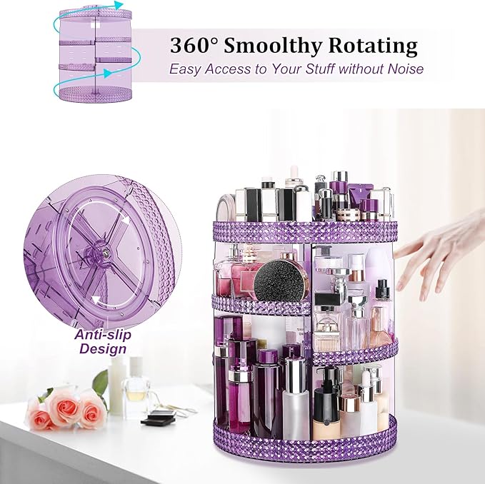 Awenia Makeup Organizer 360-Degree Rotating Plus Size, Adjustable Makeup Storage, 7 Layers Large Capacity Cosmetic Storage Unit,Fits Different Types of Cosmetics and Accessories with Makeup Bag
