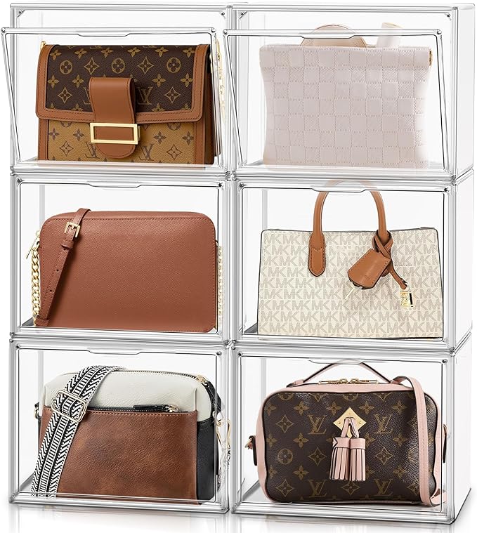 1 Pack Size 14 Acrylic Boot Shoe Box, X-Large Handbag Organizer Clear Storage Bins with Magnetic Lid Acrylic Display Case for Shoes, Book, Cosmetic, Figures, Collectibles, Purse