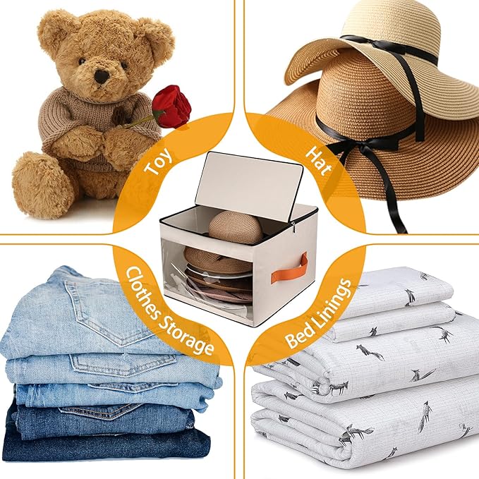 Upgraded Hat Storage Box for Women & Men,Closet Hat Boxes Organizer Bag with Dustproof Lids,Cowboy Hat Box,Hat Carrier Case For Travel（beige）