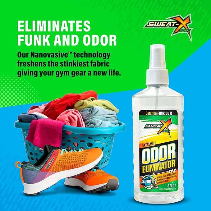 SweatX Extreme Odor Spray - Multipurpose No-Wash Deodorizer - Ideal for Shoes and Gym Clothing - Victory Scent (8 fl oz)