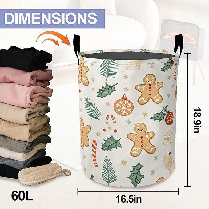 Laundry Basket-Cute Gingerbread Man Foldable Waterproof Oxford Cloth Funny Tote Bag Laundry Hamper Clothes Storage Bucket Organizer For Bathroom/Laundry Storage/Bedroom Storage Basket