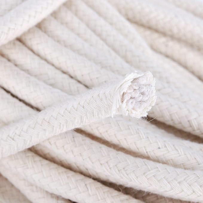 1/4 Inch 328 Feet White Cotton Clothesline Rope, Natural Cotton Cord for DIY Crafts, Potted Plants, Wedding Decorations