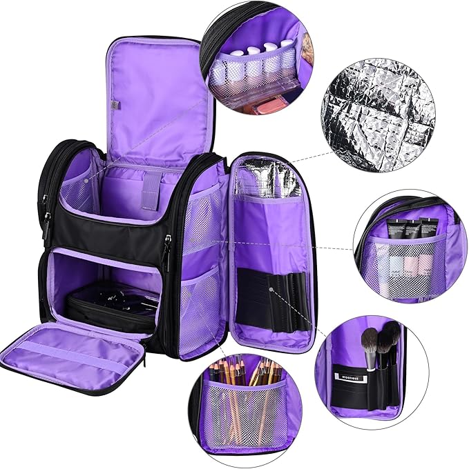 BYOOTIQUE Rolling Makeup Train Case with Backpack Travel Cosmetic Storage