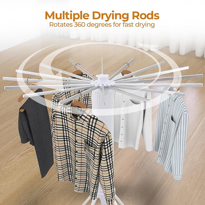 Dollate 4-Legged Clothes Drying Rack Foldable,2 Tier Portable and Collapsible Space Saving Laundry Drying Rack with 4 Pulleys,Aluminum Dry Rack for Clothes