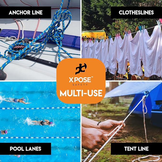 Polypropylene Rope - Braided Utility Line - 1/4" x 100 Ft - All Purpose Indoor & Outdoor Poly Rope Cord - Twisted Clothesline, Sash Cord, Anchor Line, Camping, Marine, Pool, Nautical 2 Pack