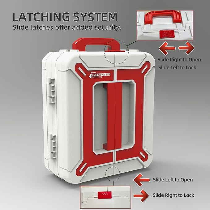 Large First Aid Kit for Business- Plastic Wall Mounted First Aid Box,Hard Case First Aid Kit, Emergency Kit for Car,Home,Offices - 408 Piece