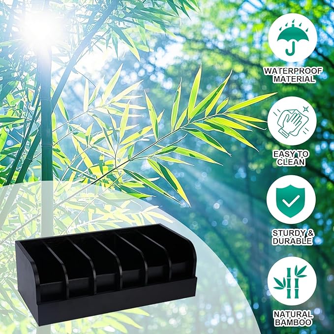 GTI Belt Organizer, 6 Compartments Belt Organizer for Closet and Drawer, Bamboo Display Case for Tie and Belt, Belt Storage Organizer for Men Women (Black)