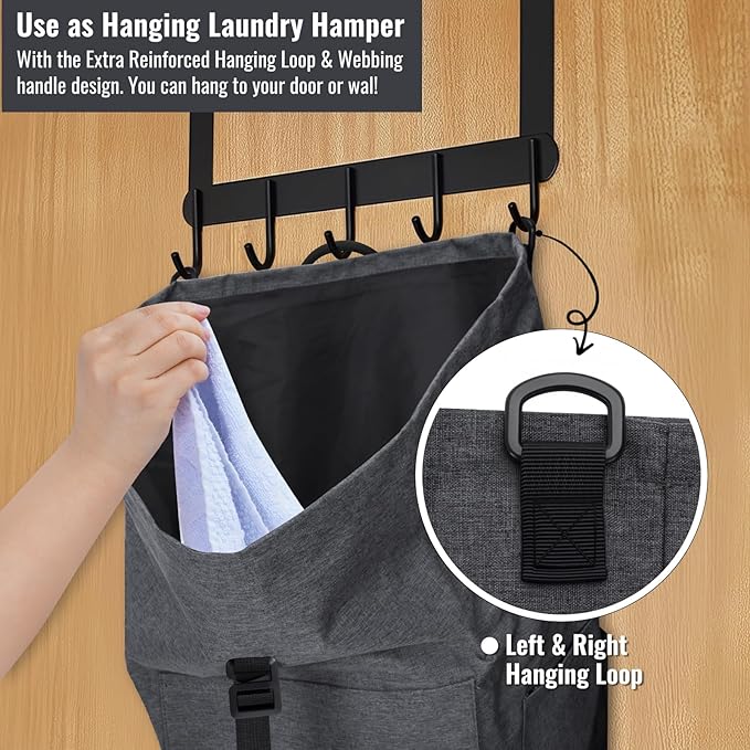 Laundry Bag Backpack, 125L Extra Large Laundry Backpack with Shoulder Straps, Adjustable Extendable Laundry Hamper Bag with 3 Pockets for College, Travel, Camping (Dark Gray)