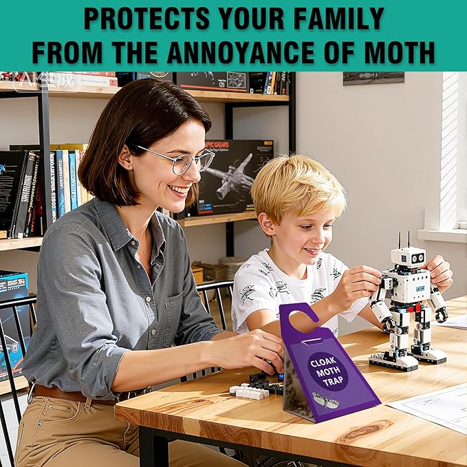 Clothes Moth Traps 6 Pack, Extra Strength Sticky Glue and Pheromone Glue Traps, No Toxic Odorless Sticky Moth Repellent with Food Closets Carpet Garden Barn Kitchen Wool Carpet Cupboard,Purple