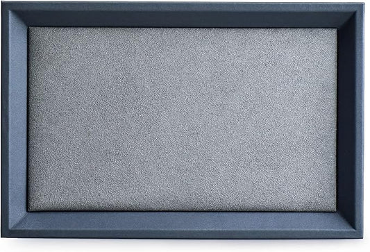 PU Leather Jewelry Valet Catchall Flat Tray Jewelry Display Holder Showcase Organizer Tray Nightstand or Dresser Organizer(Small,Blue)