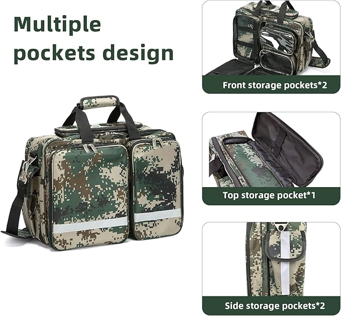 Medical Bag Empty First Aid Bag Emergency Organizer,First Responder Bag, Trauma Bag EMT for Nurses,Home Health Care (Bag Only)