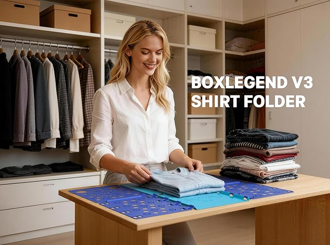 BoxLegend Version 3 Shirt Folding Board t Shirts Clothes Folder Durable Plastic Laundry folders Folding Boards Helper Tool for Adults and Children (Blue & Turquoise)