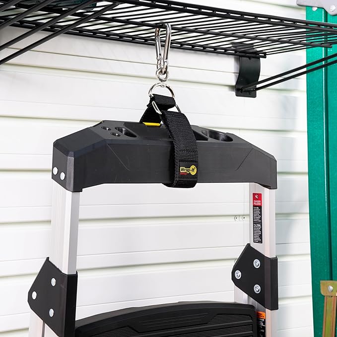 Hook 'n Hang Wrap-It Storage Straps - 24" Blaze Orange - Carabiner Straps for Cord or Garden Hose Storage (2-Pack)