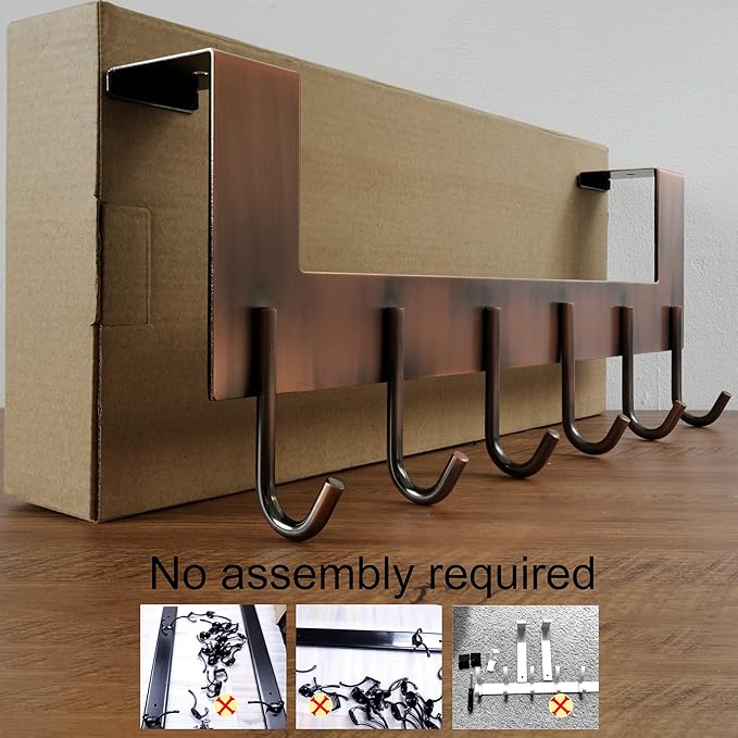 WEBI Over The Door Hooks for Hanging,Door Hanger:Over The Door Towel Rack,Over The Door Coat Rack Door Coat Hanger,6 Hooks for Hanging Clothes,Towels,Hats,Back of Bathroom,Antique Copper