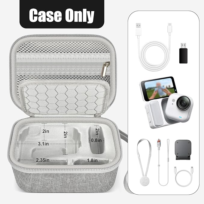 Case Compatible with Insta360 GO Ultra, Compact Protective Travel Case with Dedicated SD Card Slot for Accessories Organization, Mini Portable Storage Bag for Vlogging Action Camera for Beach & Hiking
