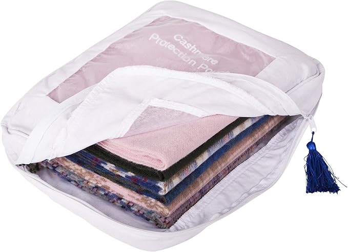 The Cashmere Choice 5 Pack Cashmere Wool Sweater Storage Bags Moth Proof – 100% Cotton Breathable Clothes Protection Pouch – XL