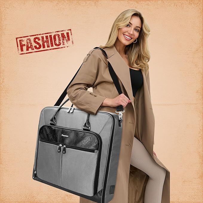 Garment Bag Travel Large Carry On Suit Bag with Strap for Business Hanging Suitcase Luggage Bags for Men Women (Grey)