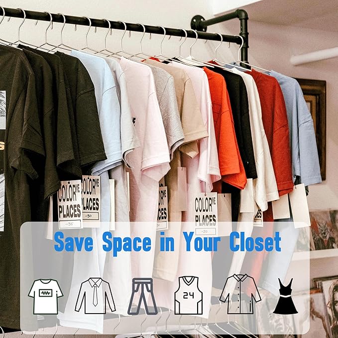 Wire Hangers 40 Pack, Heavy Duty, Space Saving, Stainless Steel, Silver, 16.5inches Closet Hangers for Hanging Coats, Suits, Jackets, Shirts,T-Shirt