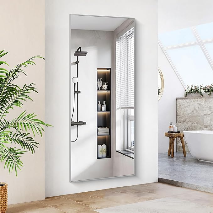 30x72inch Bathroom Mirror, Silver Rectangle Mirror with Thin Metal Frame, Large Rectangular Wall Mirror for Bathroom, Living Roomm, Hair Salon, Big Farmehouse Mirrors Hang Horizontal/Vertical