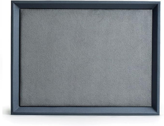 PU Leather Jewelry Valet Catchall Flat Tray Jewelry Display Holder Showcase Organizer Tray Nightstand or Dresser Organizer(Medium,Blue)