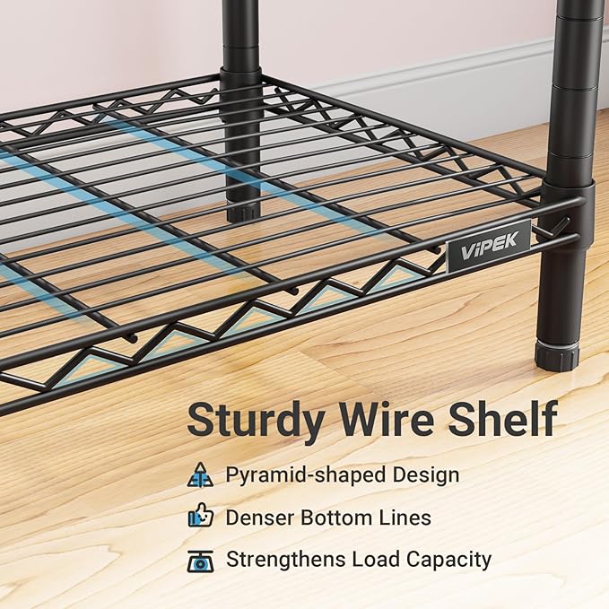 VIPEK R2C Medium Heavy Duty Clothes Rack Rolling Garment Rack with Cover Adjustable Clothing Rack for Hanging Clothes Portable Closets with Double Rods, Black Rack with Black Upgraded Polyester Cover