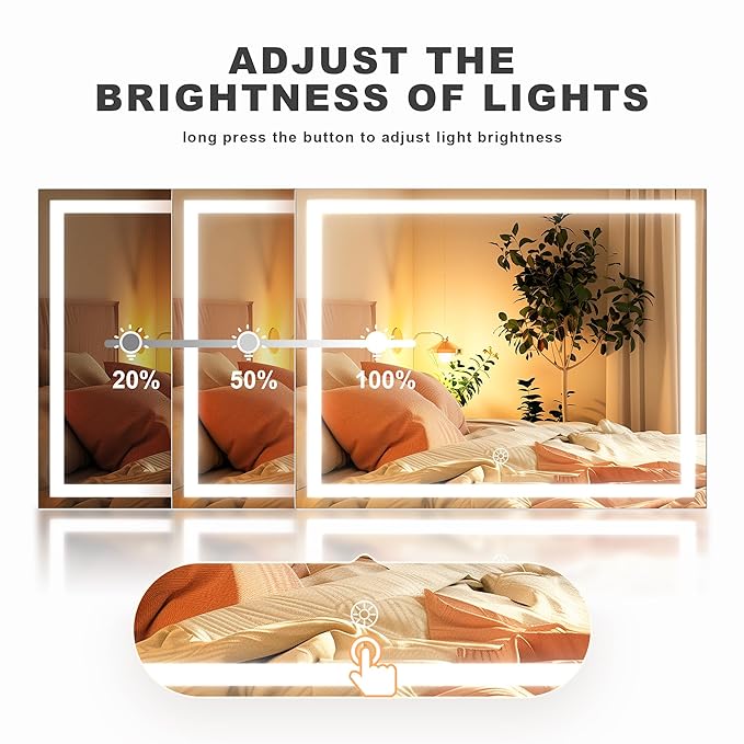 Hasipu Vanity Mirror with Lights and Bluetooth Speaker, 17.7" x 13.8" LED Makeup Mirror with 10X Magnification, Smart Touch 3 Colors Dimmable, Brightness Adjustment, 360° Rotation, White