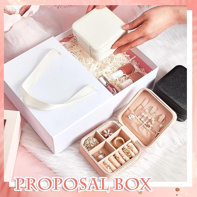 Taiyin 50 Pcs Travel Jewelry Case, Valentines Day Gifts for Her- Small Jewelry Organizer Box Bridesmaid Gifts for Women Girls (Pink)