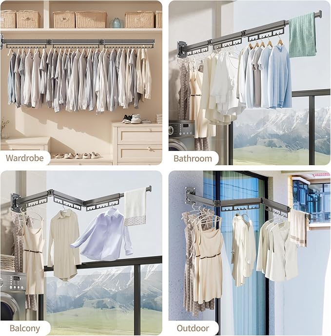 No More Cluttered Home!Clothes Drying Racks for Small Spaces,Foldable,That Fits Suitable for Bathroom,Small Balcony,RV,Easy to Install and Disassemble Durable (White)