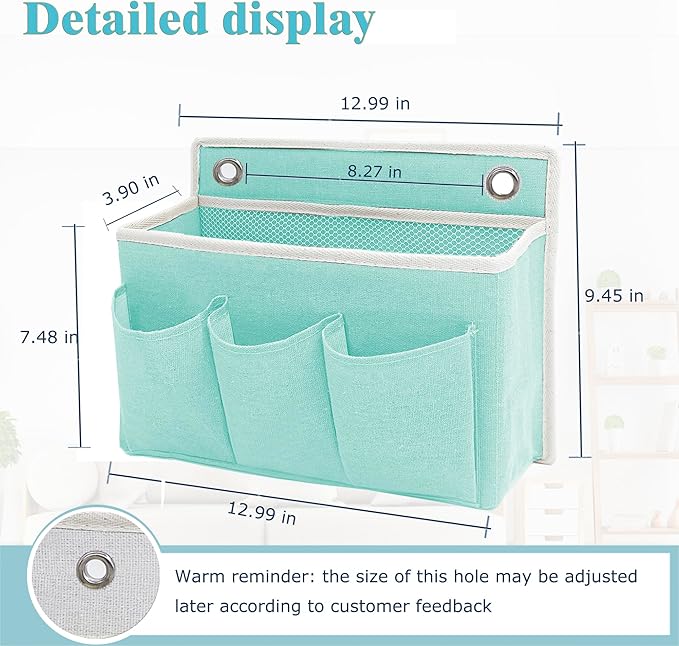 2-Pack Wall Hanging Organizer Bag/Hanging Baskets with Large Mesh Compartment & 3 Pockets，Over the Door Organizer Space Saving Storage for Bedroom,RV Camper, Closet (Green -2 Pack)