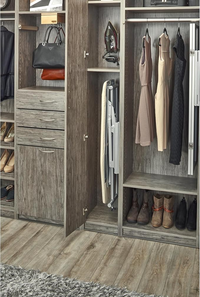 Rev-A-Shelf Sidelines Premiere Pop Up Ironing Board for Custom Laundry/Closet Systems w/Soft-Close, Metal Frame, & Adjustable Feet, CPUIBSL-14-SM-1