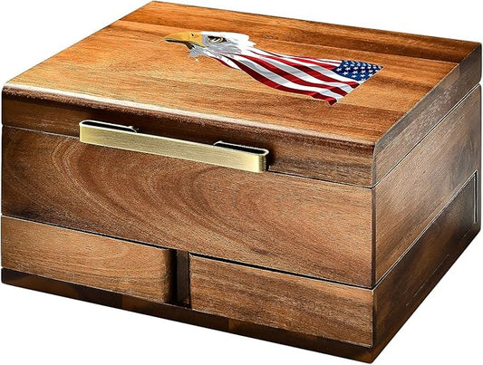 Shanik Luxury Large Watch Box for Men – 8 Slot Organizer with Velvet Pillows, Pull-Out Drawers for Accessories, Jewelry & Oversized Timepieces With Print Design