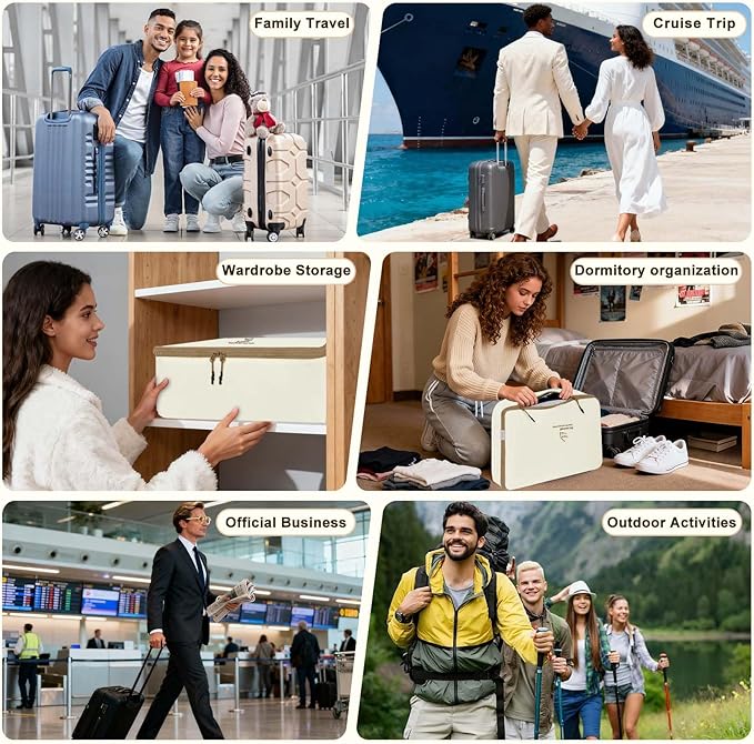 5 Set Packing Cubes for Travel, Various Sizes Luggage Organizer Bags with Double Zipper, Durable Space Saver Bags Travel Essentials (5 Set, Beige)