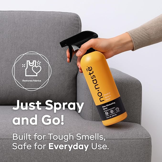 Nonaste Odor Eliminating Spray for Shoes, Gym Bags, Sports Gear & Yoga (16 Oz, Pack of 2) | Long-Lasting Fabric Refresher with Enzymes | Shoe Deodorizer & Gym Bag Deodorizer, Fabric-Safe