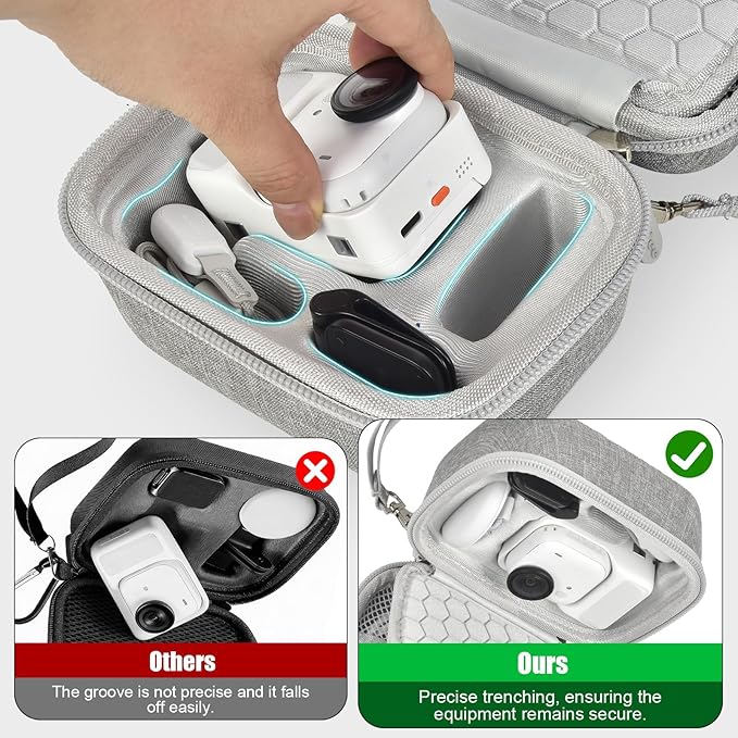 Case Compatible with Insta360 GO Ultra, Compact Protective Travel Case with Dedicated SD Card Slot for Accessories Organization, Mini Portable Storage Bag for Vlogging Action Camera for Beach & Hiking