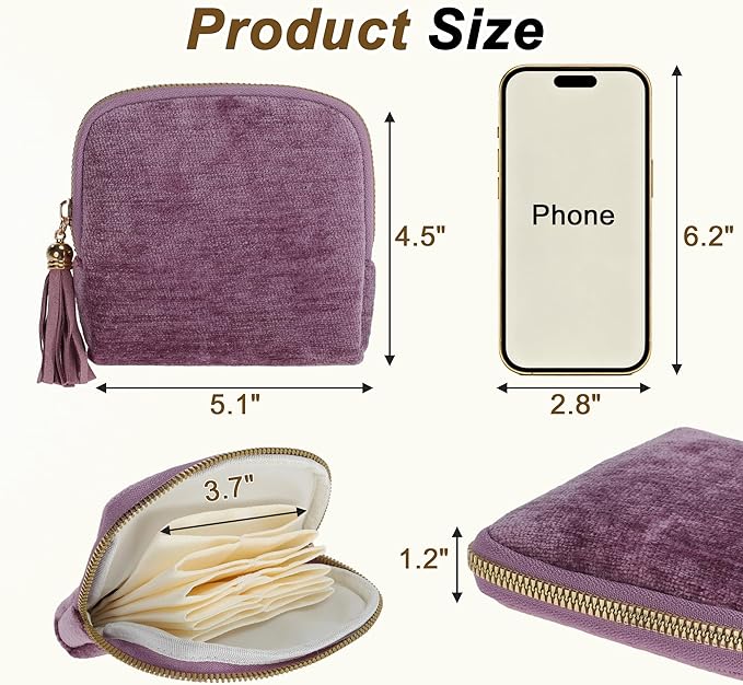 VOCOSTE Travel Jewelry Case, Portable Jewelry Organizer with 6 Independent Layers, Small Pouch Bag for Necklace Bracelet Rings Earring Storage, Light Purple
