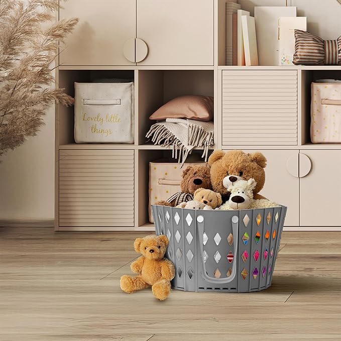 Collapsible Laundry Baskets – Durable Foldable Laundry Hamper for Room Organization, Dirty Clothes Hamper, Basket for Blankets, and Laundry Room Storage – Gray Laundry Basket Set - 2 pack, 45L