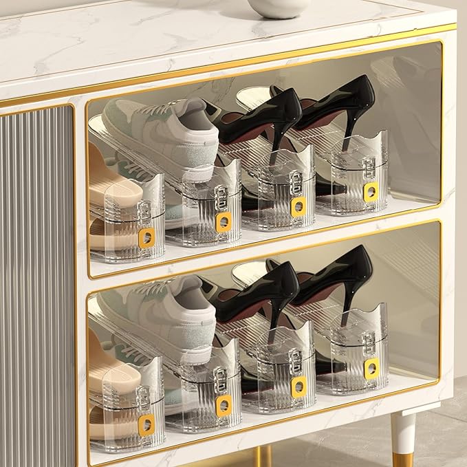 10Pack Shoe Slot Organizers Clear Shoe Stacker Organizer for Closet Shoe Holder Space Saver Rack Storage for Closet (Clear, 10Pack)