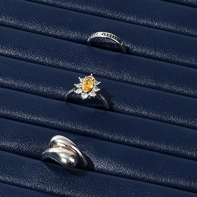 Blue Leather Jewelry Tray Ring Display Trays Earring Display Tray Ring Earrings Studs Tray Jewelry Organizer Showcase Display (Blue)