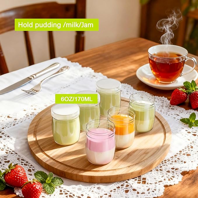 ihomecooker Mini Pudding Jars 82Pack, 6oz/170ml Plastic Favor Jar with Lids, Candy jars,Yogurt Containers with Pressure Sensitive Seal, Mason Jar,Jam,Bath Salt Jars Wedding Favors Honey Pot