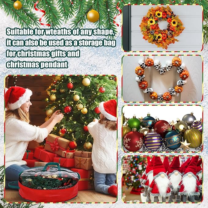 Shappy 8 Pcs Christmas Wreath Storage Bag Clear Wreath Box Wreath Storage Containers with Clear Window and Handle Christmas Garland Storage Containers for Xmas Holiday Seasonal Storage (30 Inch)