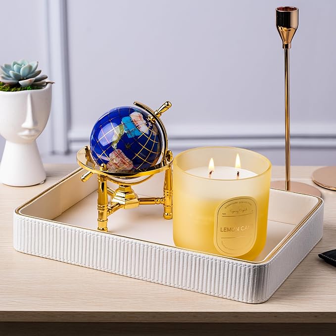 ZHEM Perfume Tray Valet Tray Night Stand Bedside Organizer| Perfume Organizer Catchall| Perfume Trays for Dresser Vanity Tray for Dresser Countertop| Perfume Holder| Nightstand Organizer Women (White)