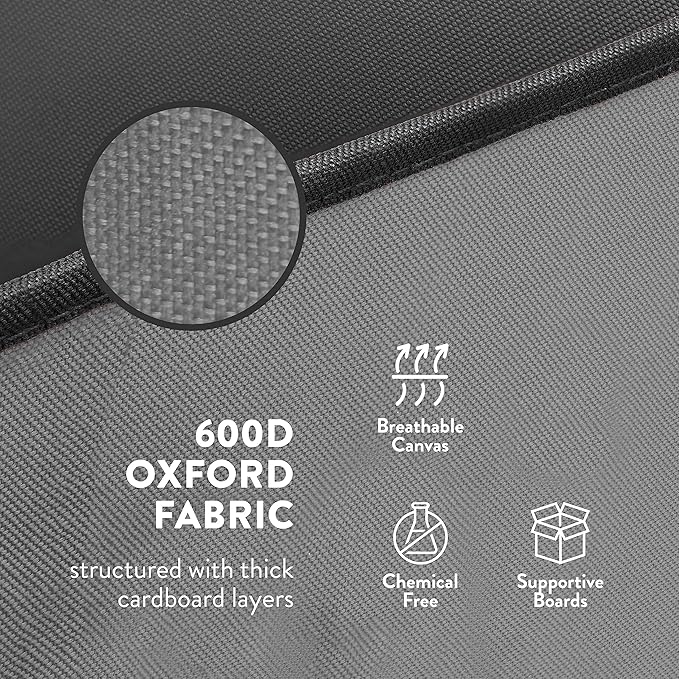 ZOBER Gift Wrapping Paper Organizer Storage - 40" Gift Wrap Storage Containers with Interior Pockets for Bows, Tags & Ribbons - Wrapping Paper Holder, 600D Oxford, Fits 24 Standard Rolls, Gray/Black