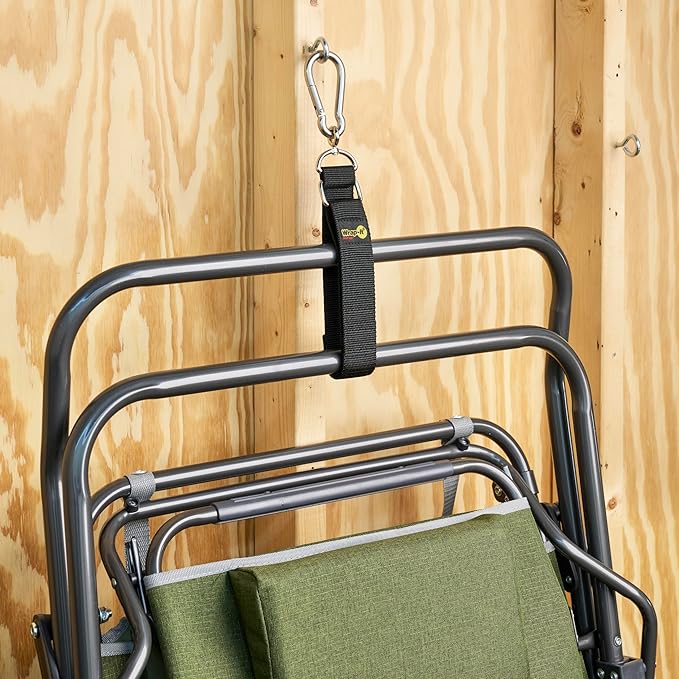 Hook 'n Hang Wrap-It Storage Straps - 24" Blaze Orange - Carabiner Straps for Cord or Garden Hose Storage (2-Pack)