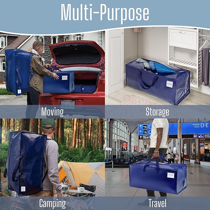 VENO 6 Pack Heavy Duty Moving Bags with Backpack Straps, Zippers & Handles, Extra Large Packing Bags for College Dorm Essentials, Moving Supplies Alternative to Cardboard Moving Boxes