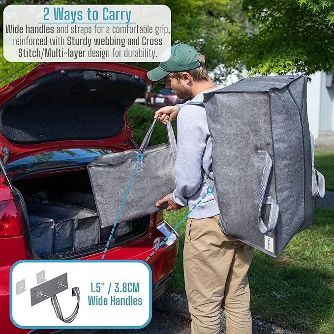 VENO 8 Pack Heavy Duty Moving Bags with Backpack Straps, Zippers & Handles, Extra Large Packing Bags for College Dorm Essentials, Moving Supplies Alternative to Cardboard Moving Boxes