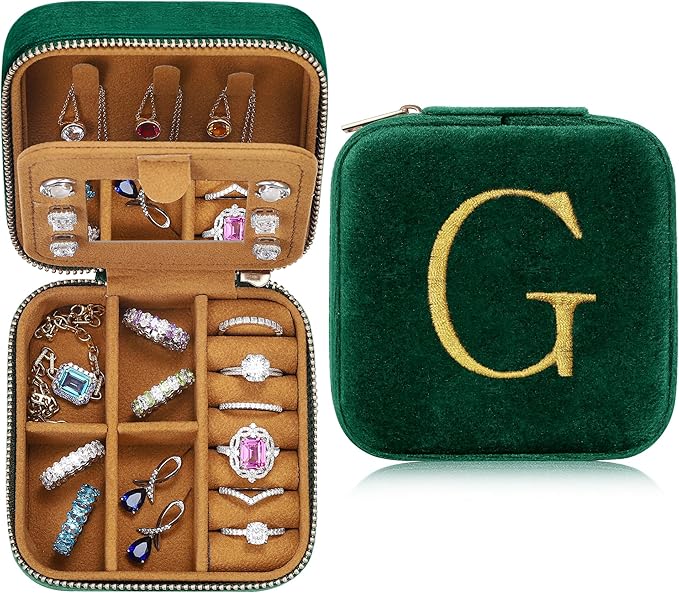 Parima Graduation Gifts for Her - 2026 Graduation Gift for Her, College Inspiration Gifts, Personalized Gift for Teen Girls, Personalized Jewelry Case - Letter G, Green