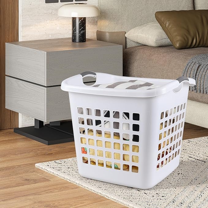 Anbers 4-Pack 72L Large Plastic Laundry Hamper Basket, White Dirty Clothes Storage Hamper