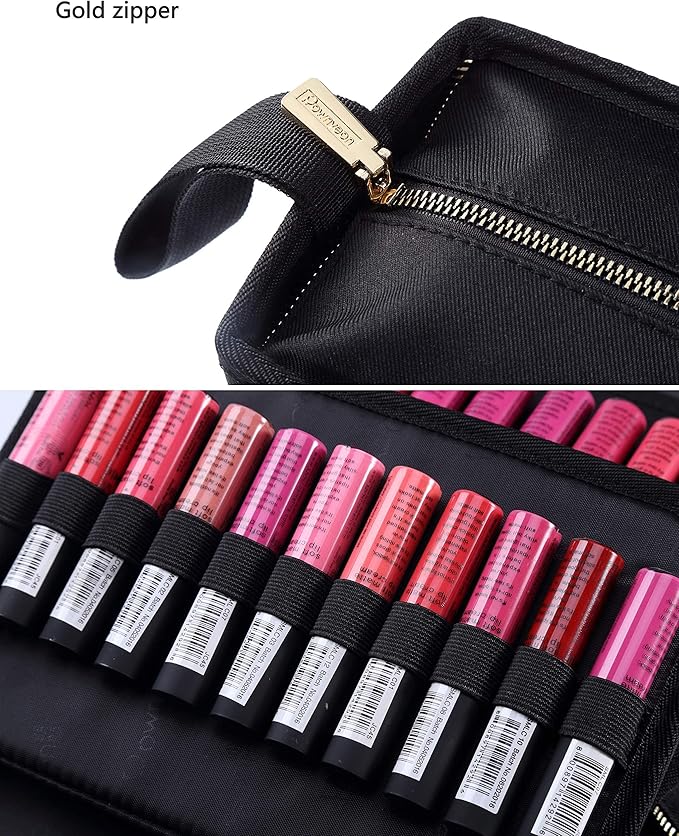 ROWNYEON Lipstick Organizer Case Lipstick Holder Portable Lipstick Bag Travel Makeup Bag Cosmetic Case Large Capacity Lipstick Carrying Case Makeup Artist Lip Gloss Storage Bag